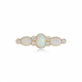 Yellow Gold Antique Opal and Diamond Brooch